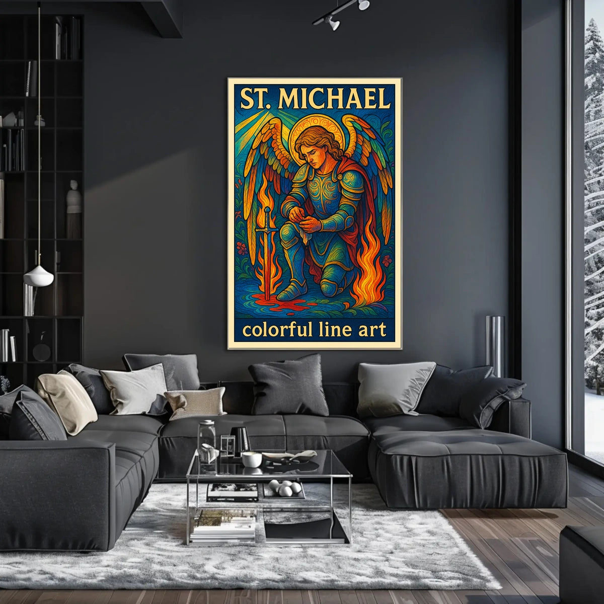 St. Michael Colorful Line Art Poster