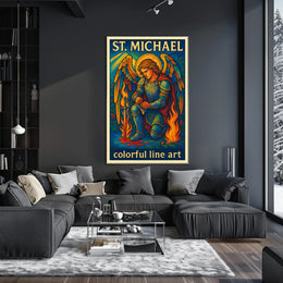 St. Michael Colorful Line Art Poster