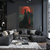 Gothic Red Moon Fantasy Artwork - Fantasy or Mythology Poster PosterGoat