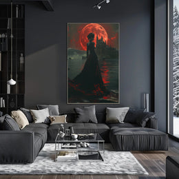 Gothic Red Moon Fantasy Artwork - Fantasy or Mythology Poster PosterGoat