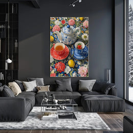 Vibrant Tea Scene Artistic Poster PosterGoat