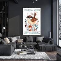 Carolina Wren Nature Poster: Modern Wildlife Art