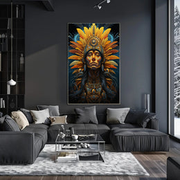 Mystical Feathered Headdress Cultural or Heritage Poster