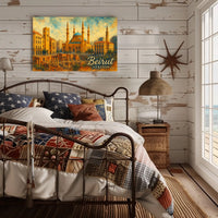 Beirut Cityscape Lebanon Iconic Skyline Travel Art Realism Digital Painting Heritage Poster