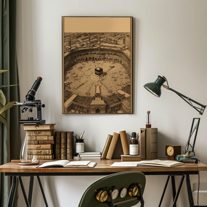 Aerial Kaaba At Mecca Vintage Travel Poster