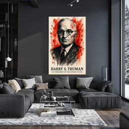 Truman Watercolor Art Historic Presidential Poster