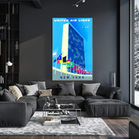 New York Travel Poster Vintage UN Building Wall Art