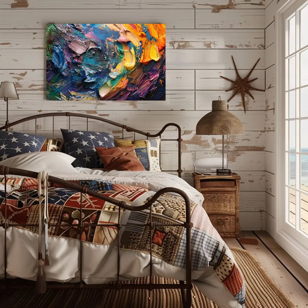 Vibrant Abstract Art Poster with Dynamic Brushstrokes