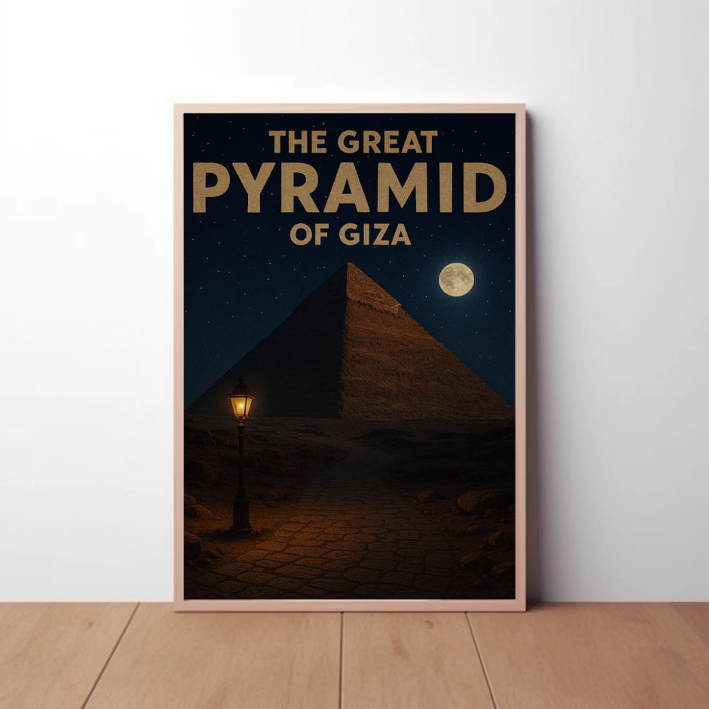 Great Pyramid of Giza Moonlight Travel Poster