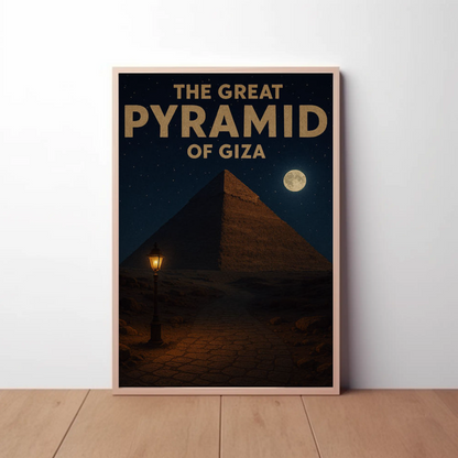 Great Pyramid of Giza Moonlight Travel Poster