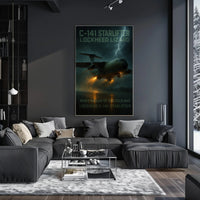 Military Aircraft Stormy Scene: C-141 Starlifter Poster