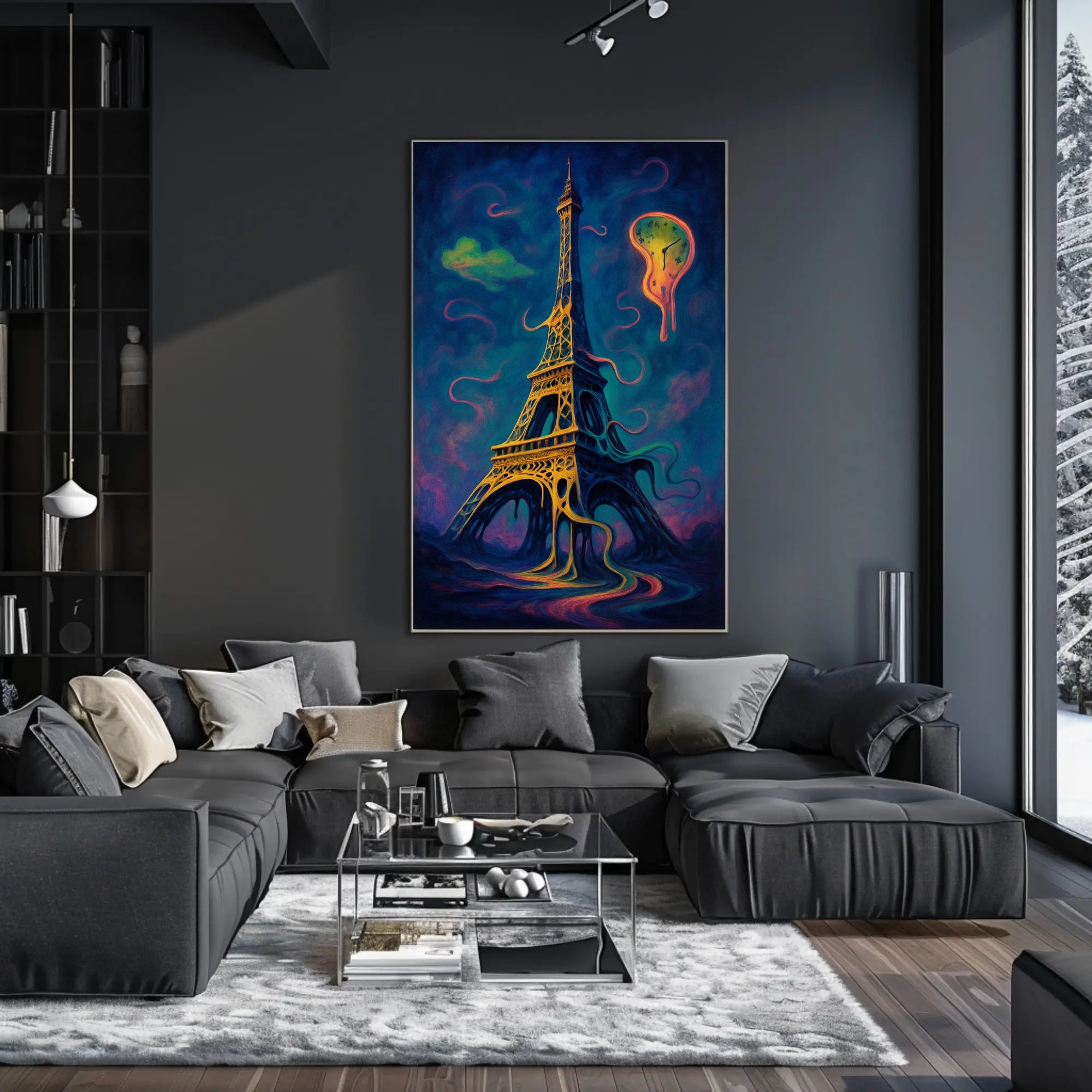 Eiffel Tower in Dreamlike Surrealism Artistic Poster