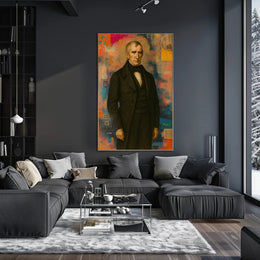 Distinguished Classical Portrait with Modern Abstract Artistic Poster