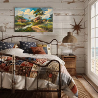 Serene Tropical Countryside Impressionist Art Poster