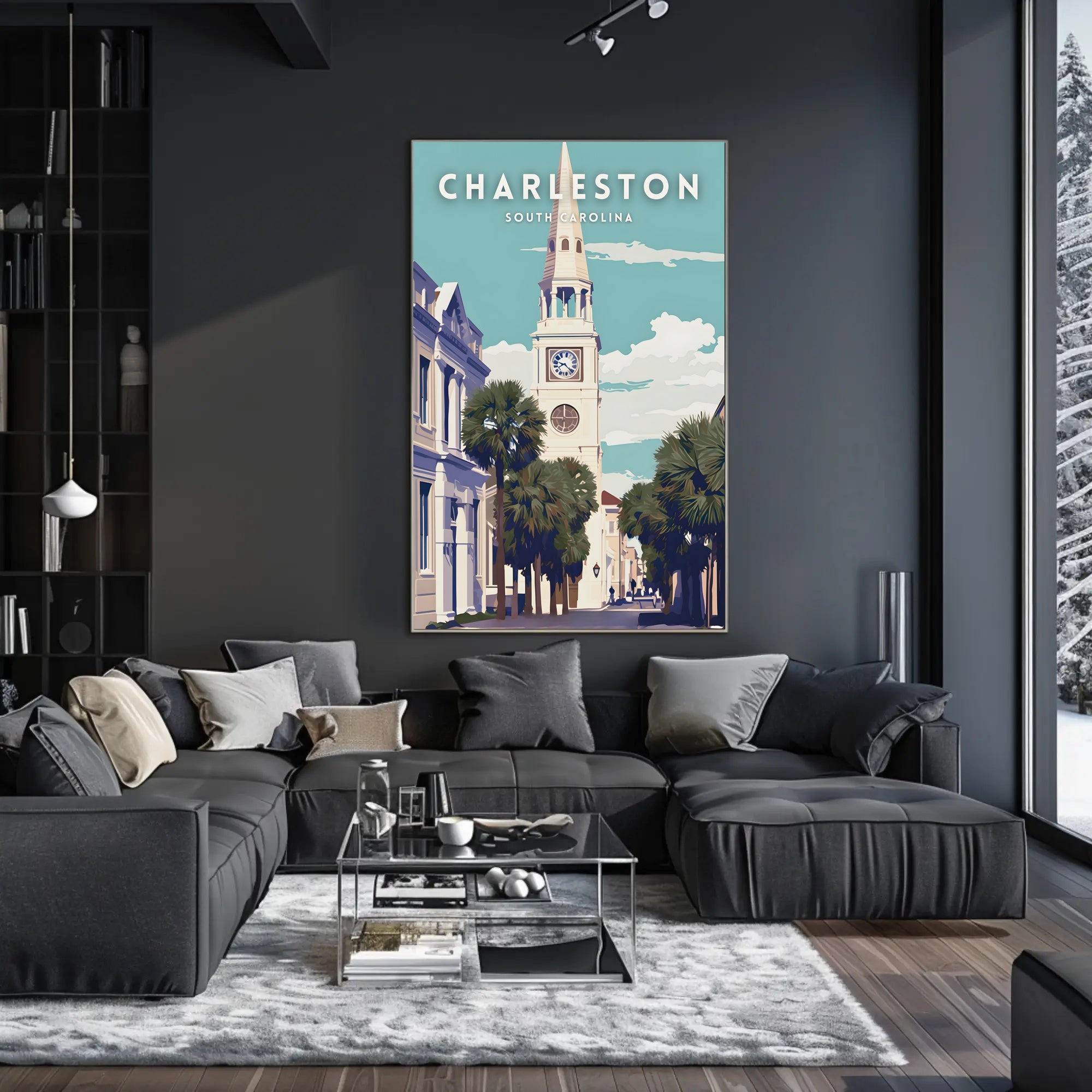 Charleston Clock Tower Vintage Travel Poster