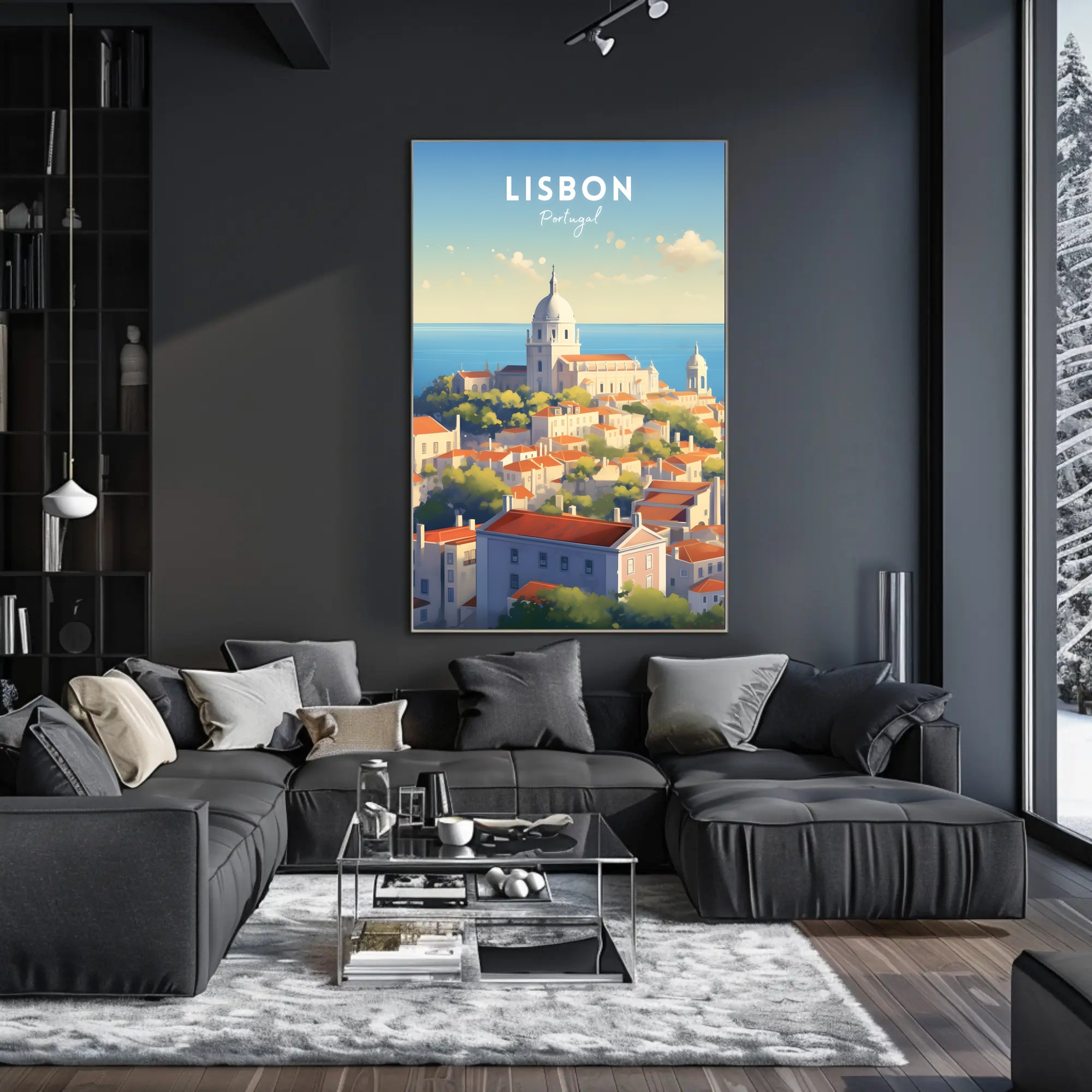 Lisbon Cityscape Coastal View Urban or Cityscape Poster