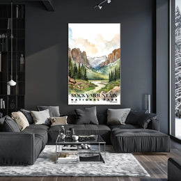 Rocky Mountain Watercolor Wall Art Poster
