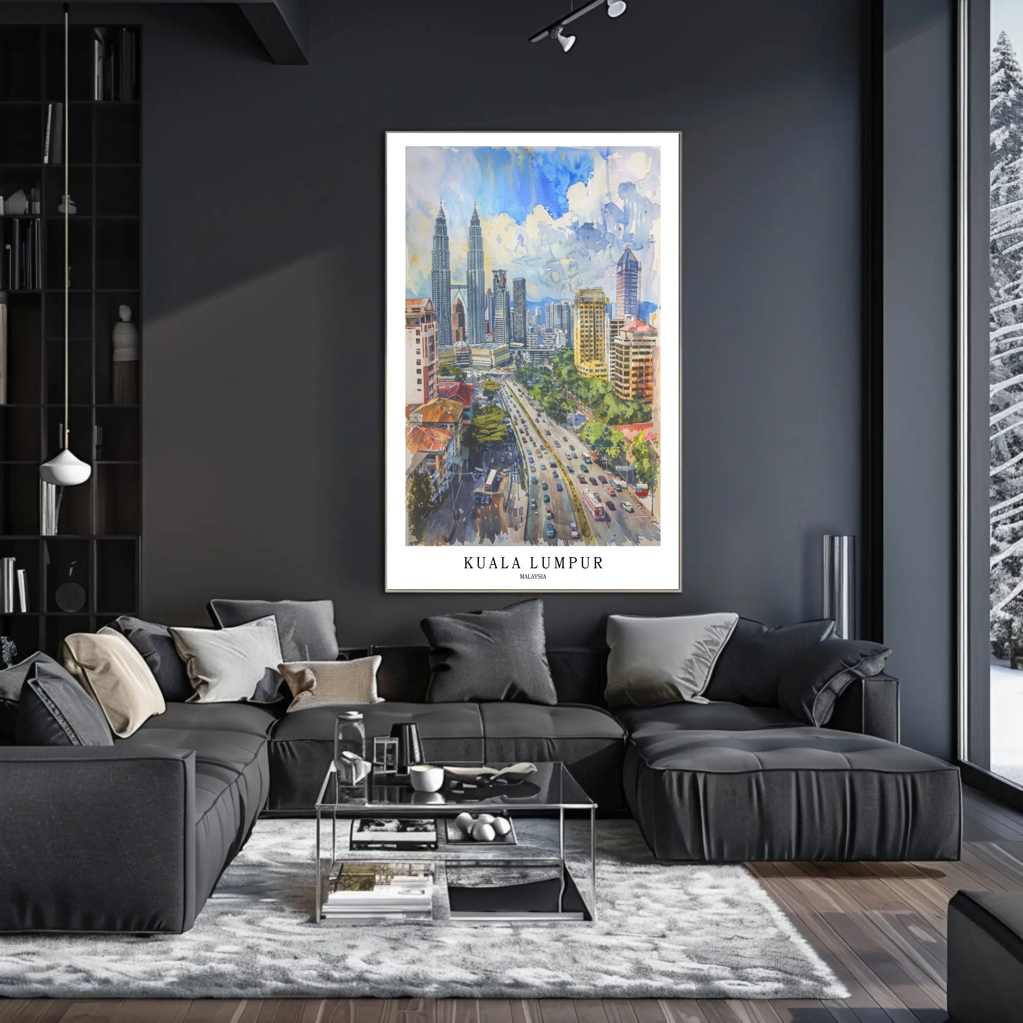 Kuala Lumpur Vibrant Cityscape Urban Watercolor Art Poster PosterGoat