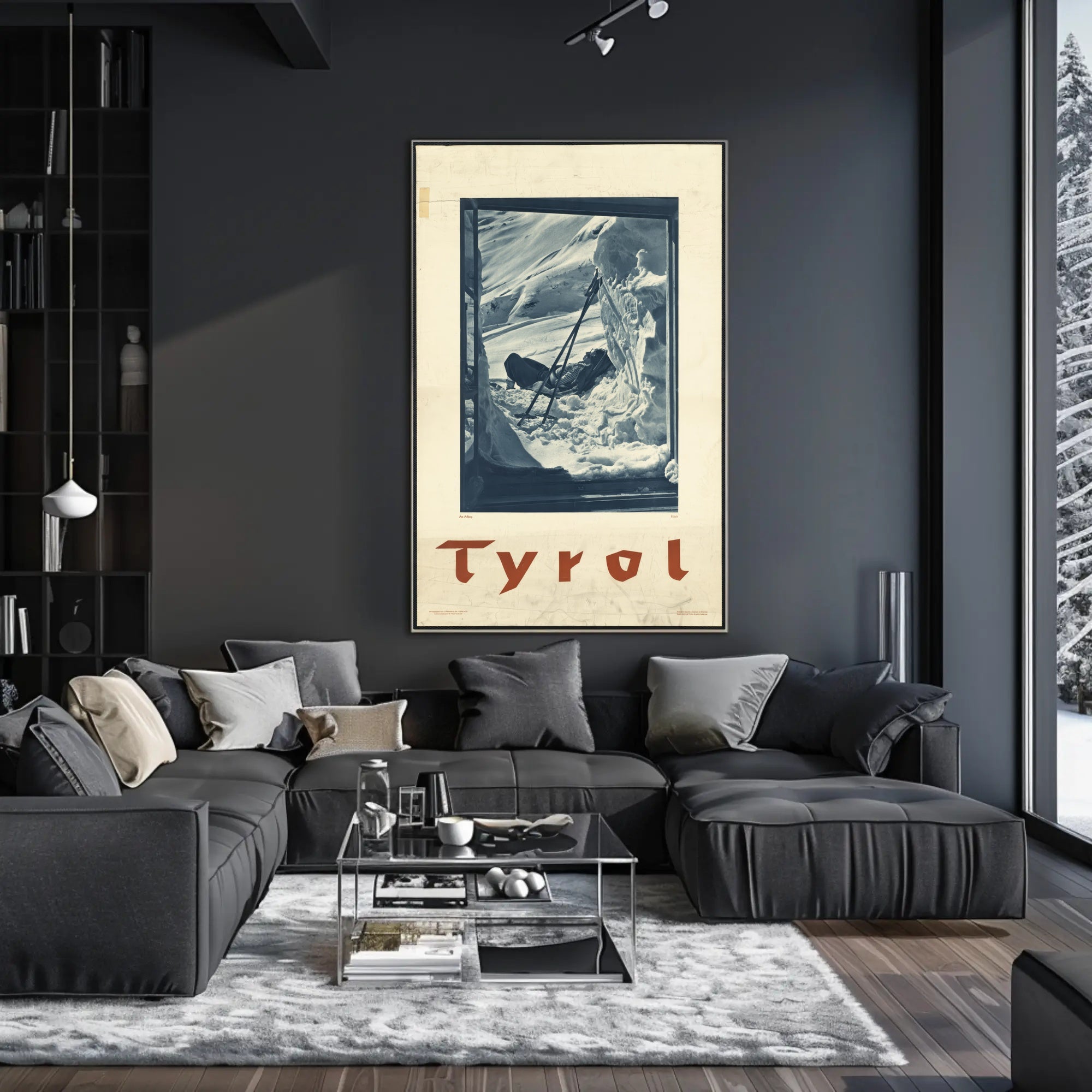 Tyrol Alpine Winter Adventure Monochrome Travel Poster PosterGoat