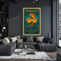 Hawaii Volcano Vintage Travel Poster Art Deco Style