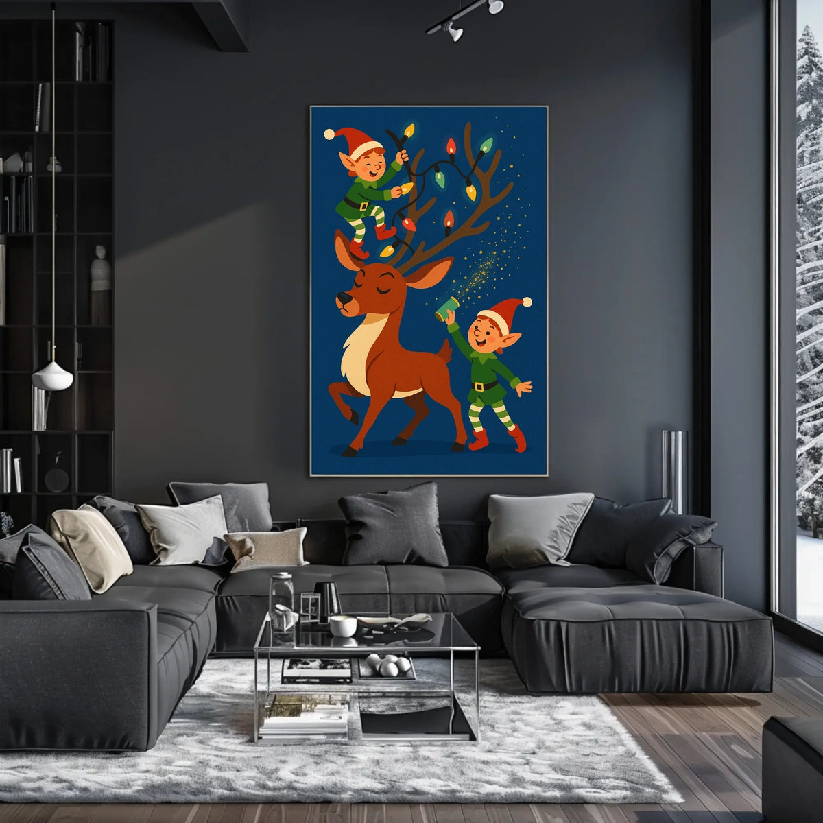 Holiday Cheer With Elves And Reindeer Poster
