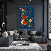 Holiday Cheer With Elves And Reindeer Poster
