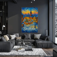 Stockholm Winter Wonderland Cityscape Inspiring Travel Lovers Cozy Scandinavian Art Poster