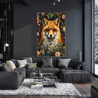Fox Among Blossoms: Detailed Wildlife Art Animal Poster
