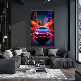 Futuristic Night Drive Poster PosterGoat