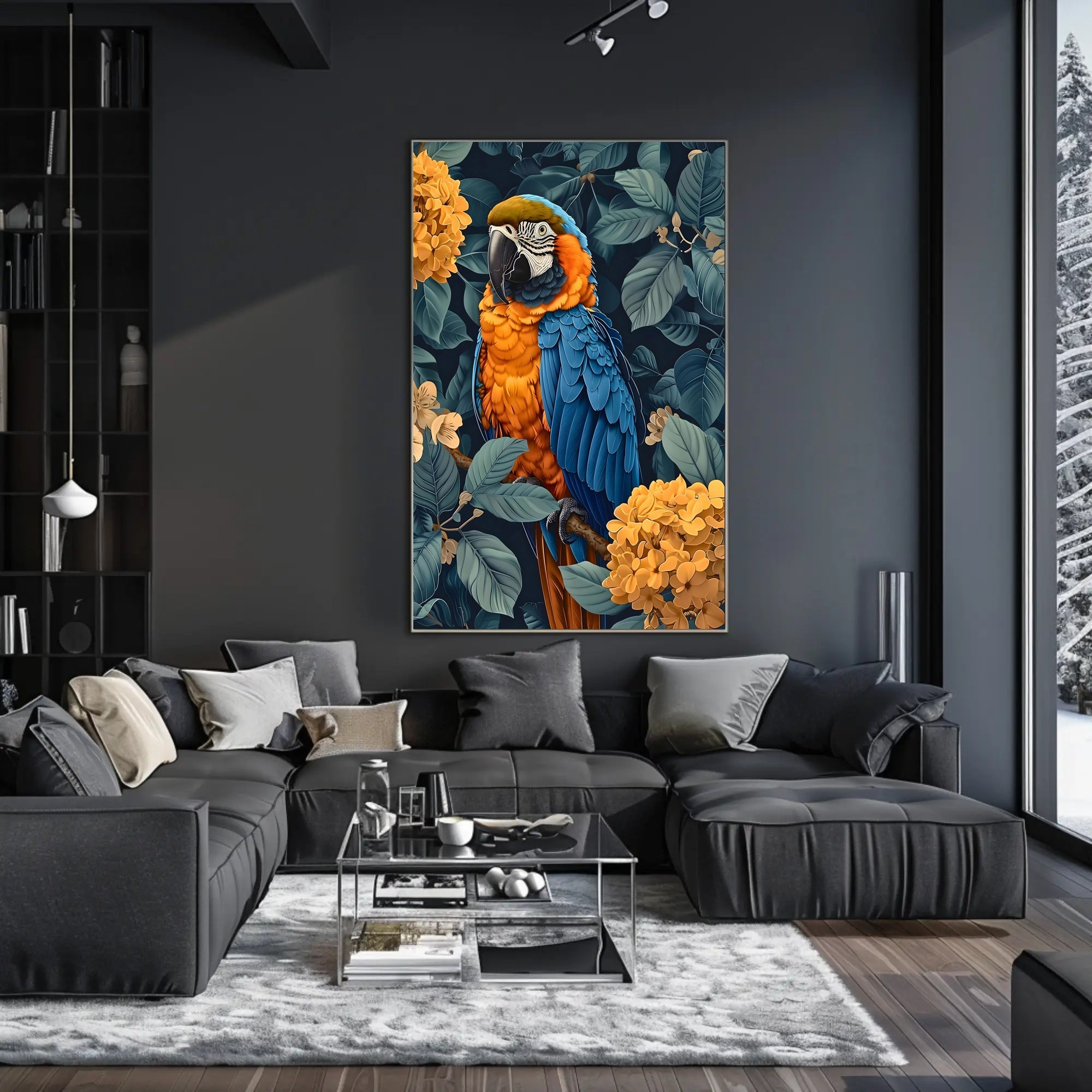 Vibrant Parrot Floral Paradise Wall Art