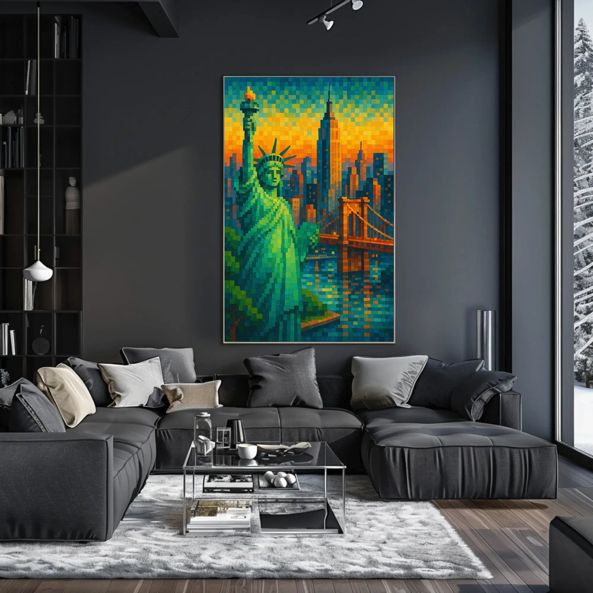 Pixelated New York Dreamscape Poster For Modern Home Decor