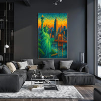 Pixelated New York Dreamscape Poster For Modern Home Decor