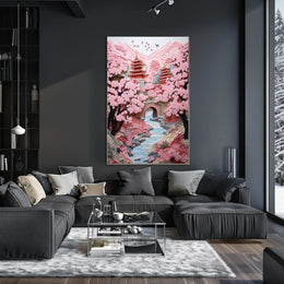 Serene Pagoda Oasis: Cultural or Heritage Poster