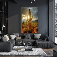 Saguaro Sunset Poster Vintage Desert Travel Print