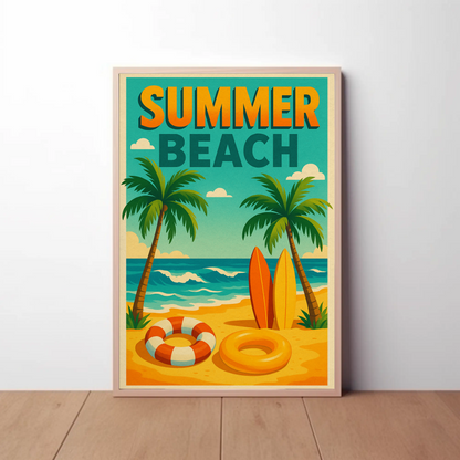 Summer Beach Palm Trees Travel Poster