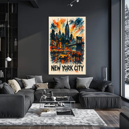 New York City Watercolor Cityscape Poster Abstract Wall Art