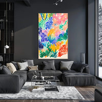 Vibrant Abstract Garden Scene Modern Art Poster