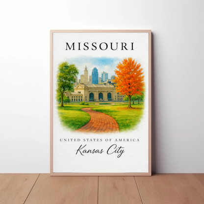 Kansas City Missouri Capitol Autumn Skyline Poster Poster
