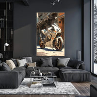 Futuristic Motorcycle In Urban Alley Poster PosterGoat