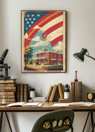 Bentonville Arkansas Town Center Vintage Travel Poster