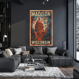Madison Capitol Vintage Travel Poster