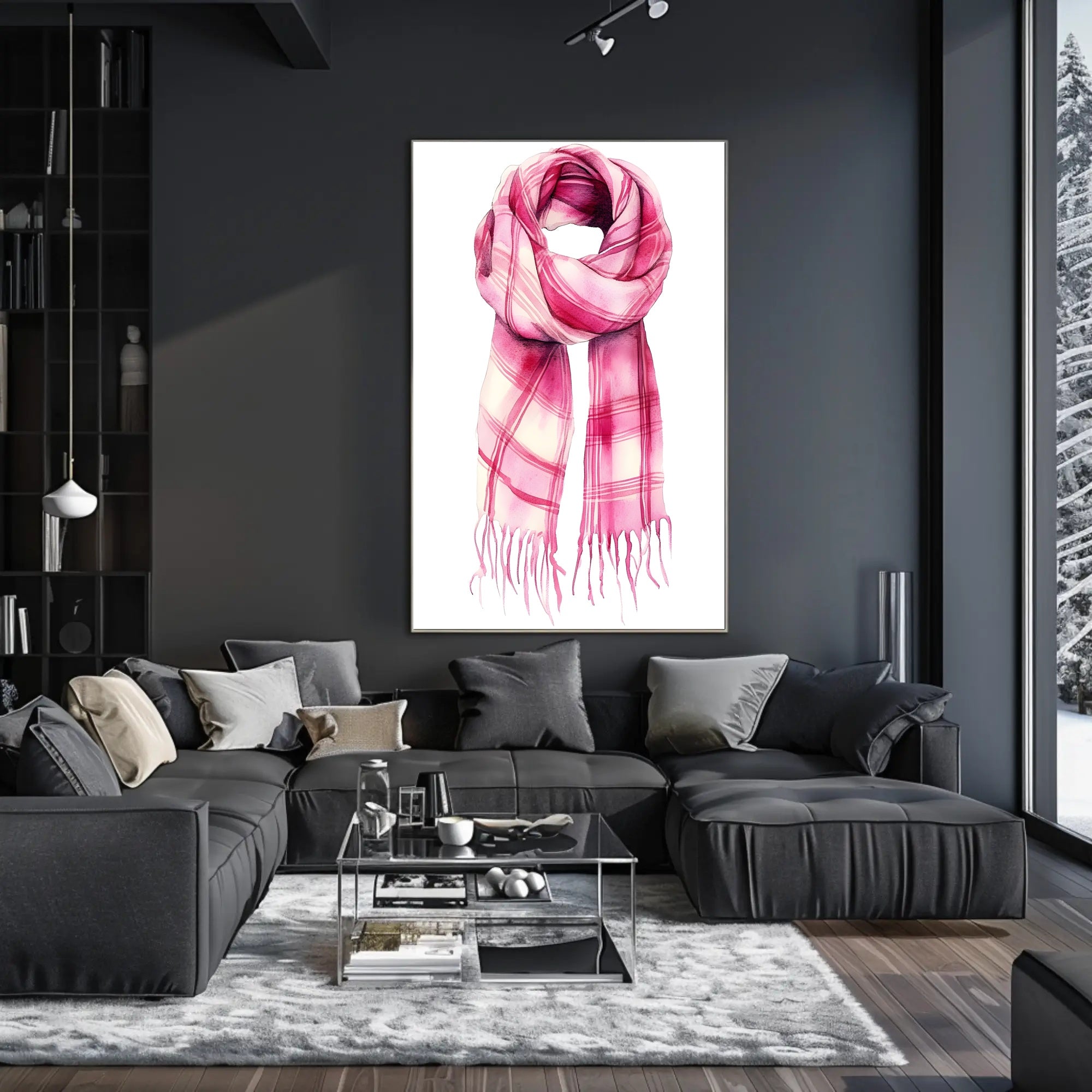 Striped Scarf Art Poster Vintage Scenic Wall Art