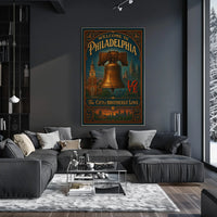Philadelphia Vintage Poster: Liberty Bell & LOVE Sculpture