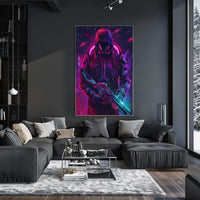 Neon Cyber Warrior Poster