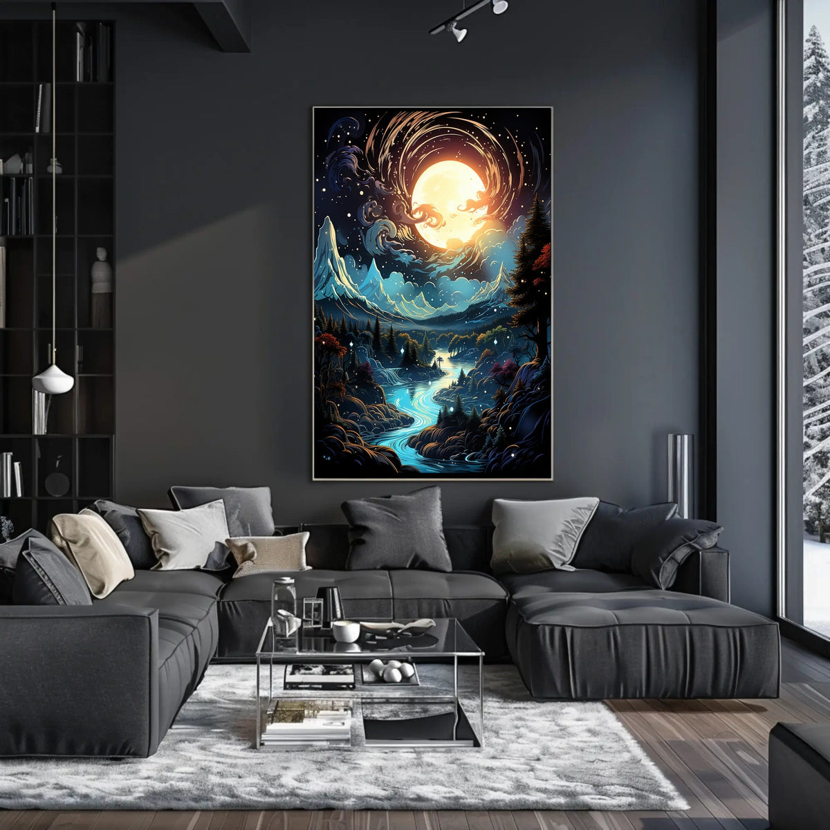 Moonlit Enchantment: Serene Night Landscape Poster