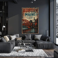 Auburn Maine Cityscape Realism Wanderlust Poster