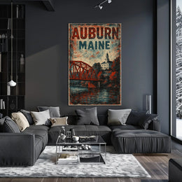 Auburn Maine Cityscape Realism Wanderlust Poster