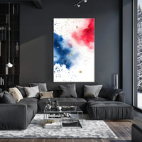 splash design in red white and blue tones Poster