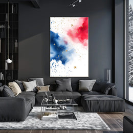 splash design in red white and blue tones Poster