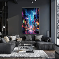 Futuristic Neon Metropolis: Cyberpunk Cityscape Poster